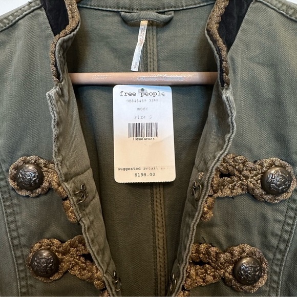 *NWT* FREE PEOPLE Passenger Jacket in Olive Green/Gold Rope/Black Velvet — S - Picture 2 of 13